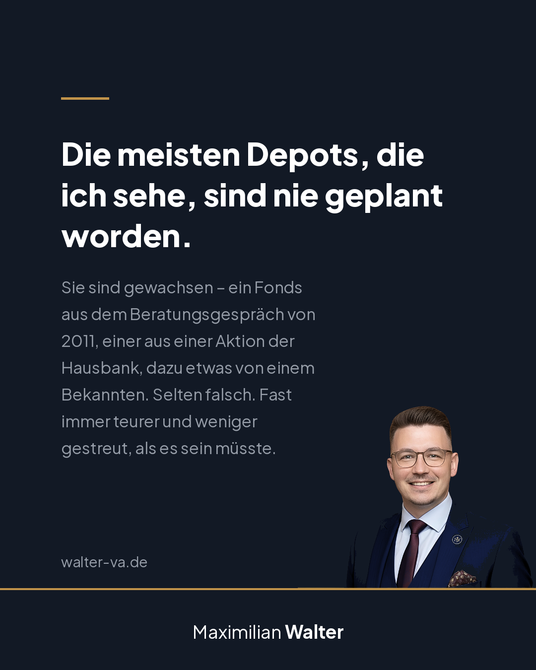 Die meisten Depots sind nie geplant worden Die meisten Depots, die ich sehe, sind nie geplant worden – sie sind gewachsen aus einzelnen Fonds von Bankberatung, Aktionen und Empfehlungen